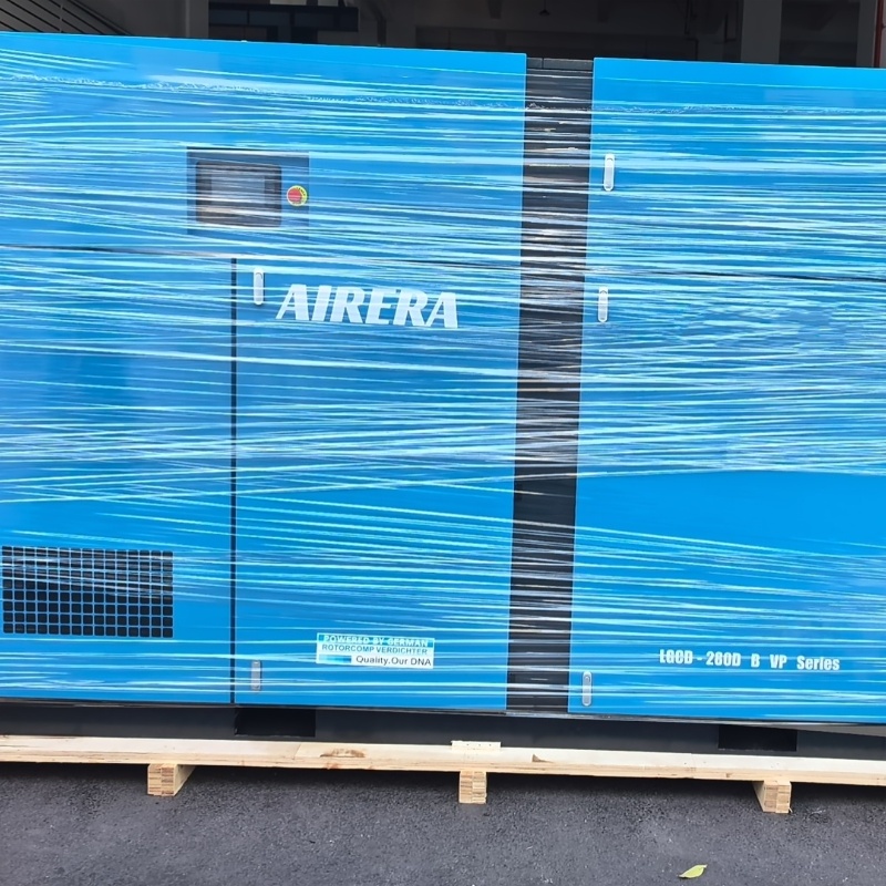AIRERA a expédié avec succès son compresseur à vis 280dB-VP à un client étranger pour un projet industriel à grande échelle. Ce modèle performant est conçu pour une utilisation continue en environnement exigeant, avec une efficacité énergétique élevée et une grande fiabilité.